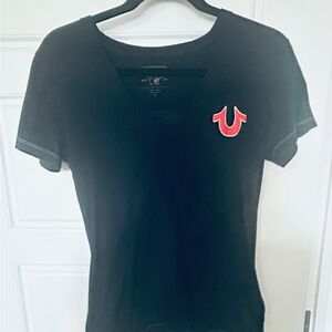 True Religion Black V-Neck Women's Top